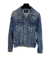 We11 Done Logo-embroidered Denim Jacket In Blue
