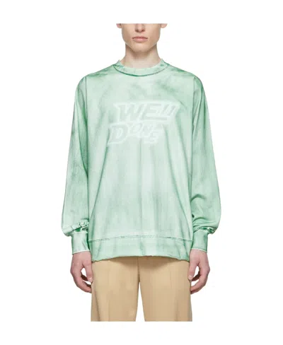 We11 Done Logo-embroidered Garment-dyed Sweatshirt In Green