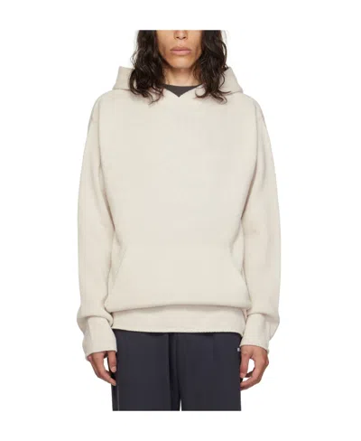We11 Done Logo-embroidered Knitted Hoodie In White