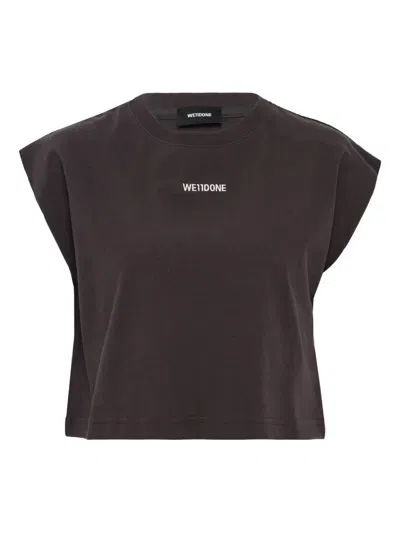 We11 Done Logo-embroidered T-shirt In Brown