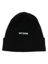 We11 Done Logo-embroidered Wool Beanie In 黑色