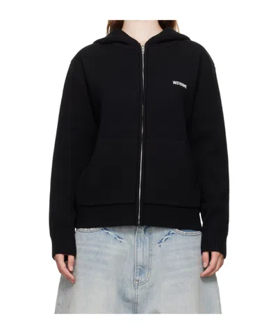 We11 Done Logo Embroidery Hooded Hooded Hoodie In Black