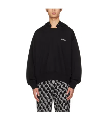 We11 Done Logo Hooded Sweater In Black