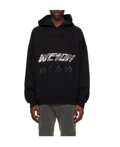 We11 Done Logo Hooded Sweater In Black