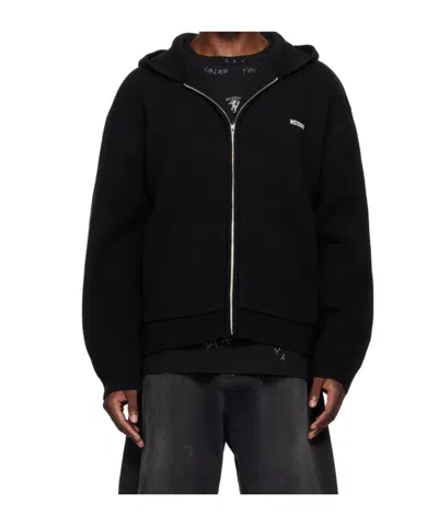 We11 Done Logo Hooded Sweater In Black