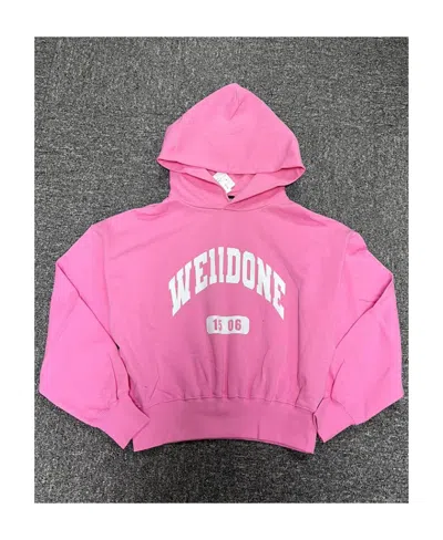 We11 Done Logo Hooded Sweater In Pink