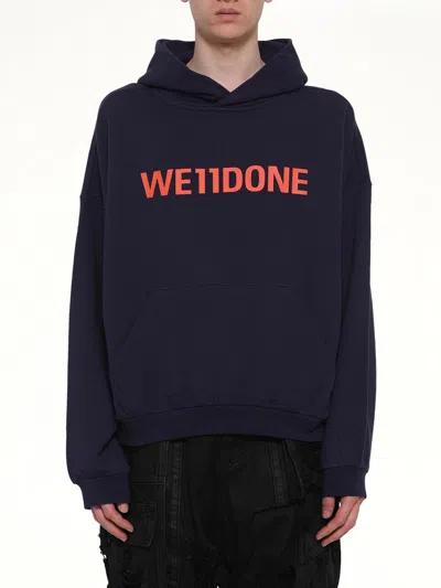 We11 Done Logo Hoodie In Blue