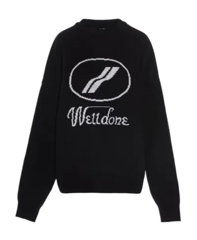 We11 Done Logo Intarsia Jumper In Black