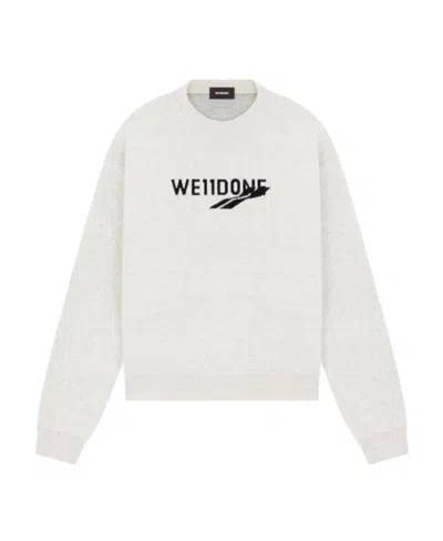 We11 Done Logo Intarsia-knit Crew-neck Jumper In White