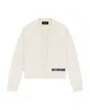 We11 Done Logo-intarsia Wool Cardigan In White