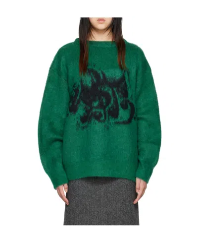 We11 Done Logo Jacquard Sweater In Green
