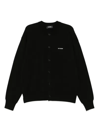We11 Done Logo-knit Cardigan In Black