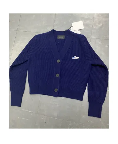 We11 Done Logo Knit Cardigan In Blue