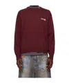 We11 Done Logo Knit Pullover Sweater In Burgundy