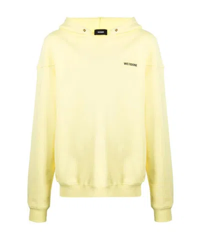 We11 Done Logo Long-sleeved Hooded Sweater In Yellow