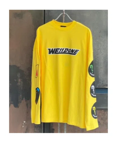 We11 Done Logo Long-sleeved T-shirt In Yellow