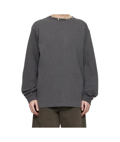We11 Done Logo Metal Chip Long-sleeve T-shirt In Gray