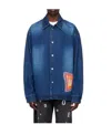 We11 Done Logo Painted Denim Jacket In Blue