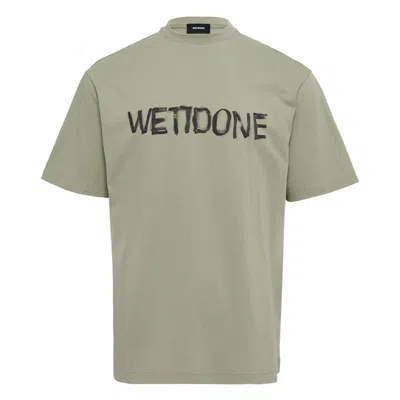 We11 Done Logo Painted T-shirt In Gray