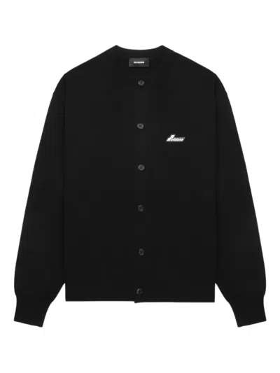 We11 Done Logo-patch Button Cardigan In Black