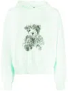 We11 Done Logo-patch Cotton Hoodie In Green