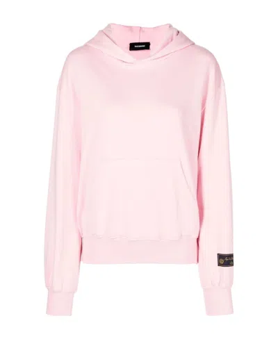 We11 Done Logo-patch Cotton Hoodie In Pink