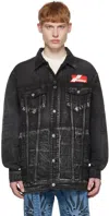 We11 Done Logo-patch Denim Jacket In Black