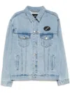 We11 Done Logo-patch Oversized Denim Jacket In Blue