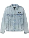 We11 Done Blue Paneled Denim Jacket In Blue