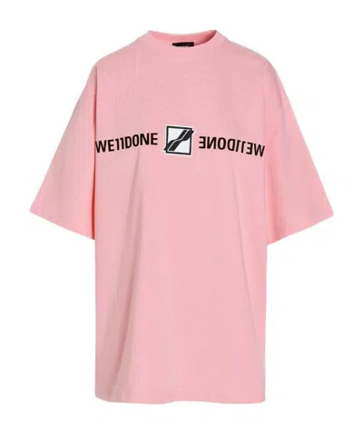 We11 Done Logo-patch Logo-print T-shirt In Pink