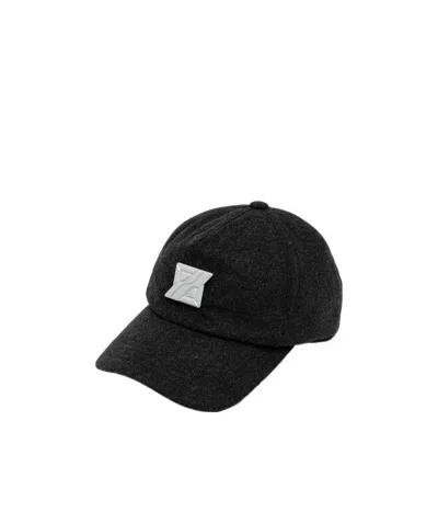 We11 Done Logo-patch Wool Cap In Black