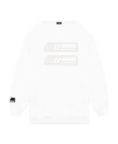 We11 Done Logo Pattern Pullover In White