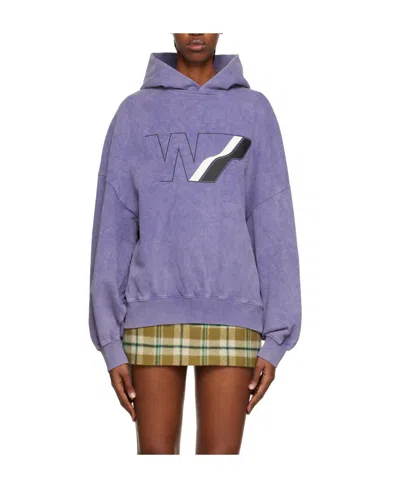 We11 Done Logo Print Bleached-effect Hoodie In Purple