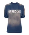 We11 Done Logo-print Bleached-effect T-shirt In Blue