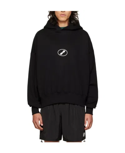 We11 Done Logo Print Cotton Hoodie In Black