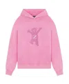 We11 Done Logo Print Cotton Hoodie In Pink