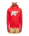 We11 Done Polished Logo Fitted Hoodie In Red