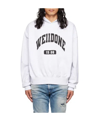 We11 Done Logo-print Cotton Hoodie In White