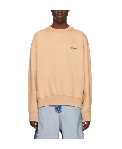 We11 Done Logo Print Cotton Sweatshirt In Nude