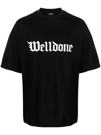 We11 Done Logo-print Cotton T-shirt In Black