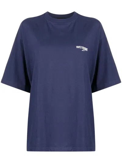 We11 Done Logo-print Cotton T-shirt In Blau