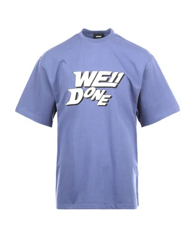 We11 Done Logo-print Cotton T-shirt In Blue