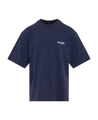 We11 Done Logo-print Cotton T-shirt In Blue