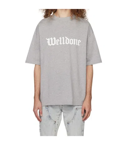 We11 Done Logo-print Cotton T-shirt In Gray