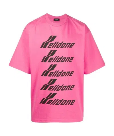We11 Done Logo-print Crew-neck T-shirt In Pink