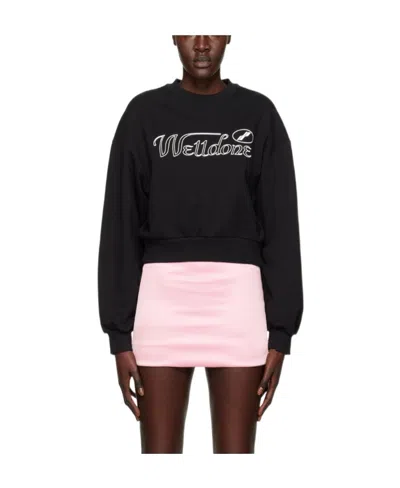We11 Done Logo-print Cropped Sweatshirt In Black