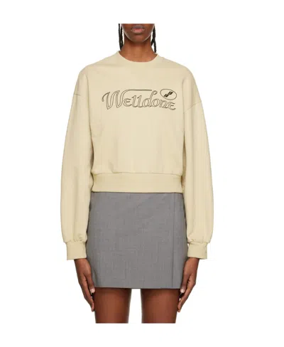 We11 Done Logo-print Cropped Sweatshirt In Nude