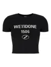 We11 Done Crew Neck Cropped T-shirt With Graphic Print In Black
