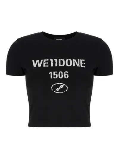 WE11 DONE LOGO-PRINT CROPPED T-SHIRT