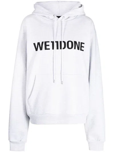 We11 Done Logo-print Drawstring Hoodie In Grey